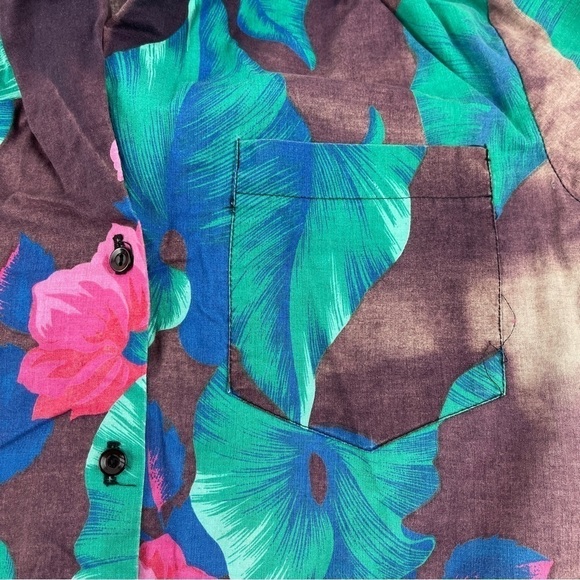 Jessica Scott Button Up Shirt Womens Black Green Floral - Picture 4 of 10